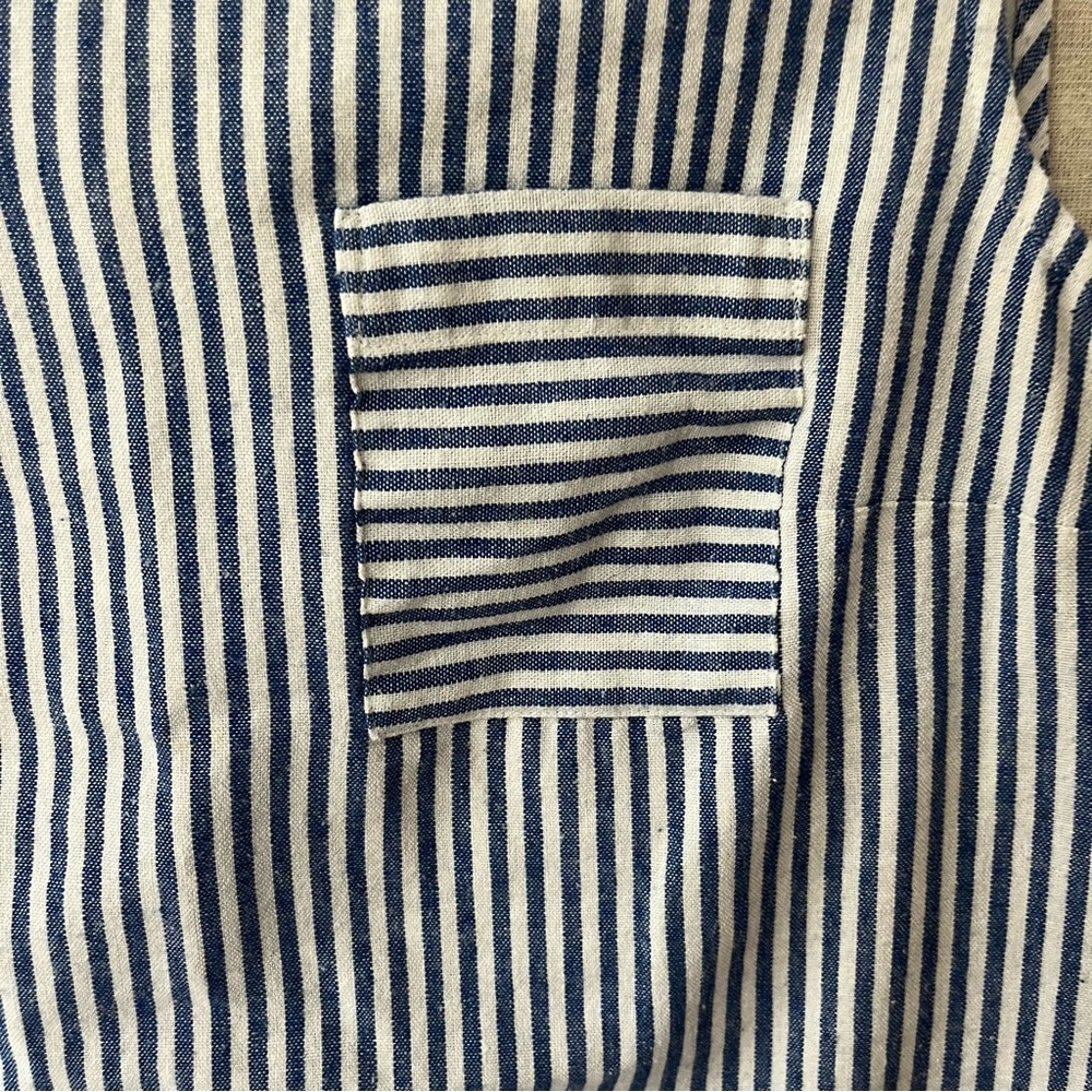 J. Crew Factory Engineer Striped Shell Tank Top Blue White Linen Sleeveless - 2 - Picture 6 of 10